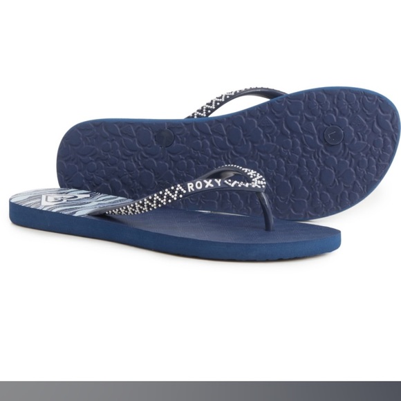 Navy Roxy Flip-Flops - Picture 2 of 7